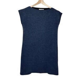 Kuwaii Australia Rib Mini Dress Exaggerated Shoulders Blue Heather Medium AUS 8